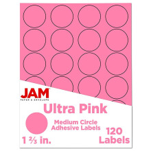 Sigillanti adesivi per l'etichetta del cerchio di carta in jam - 1 diametro da 2/3 pollici - Ultra rosa - 120 etichette rotonde/pacchetto