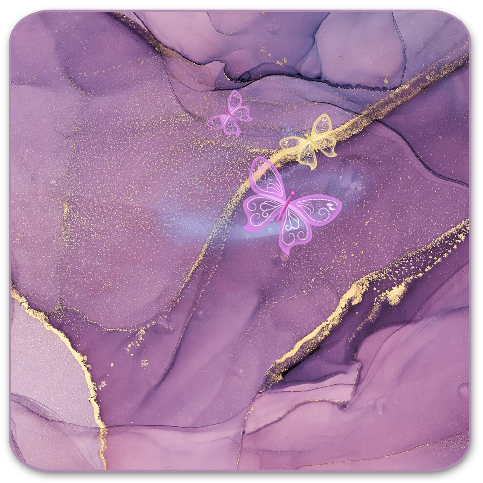 Premium Square Waterproof Mouse Pad - Non-Slip Rubber Base 9X9 Inches ( Marble) Purple 683370722910