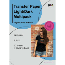 PPD -jrn p verfringspapper fr ltt och mrkt tyg - 20 Pack - fr blckstrleskrivare 8,5 x 11 Utskrivbar vrmebindningsverfring fr T -skj