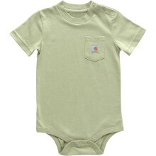 Carhartt Baby Korte Mouw Pocket Romper, Theegroen, 12M