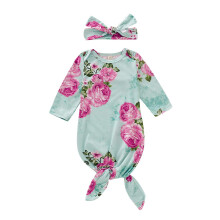 Baby-Schlafanzug f   r Neugeborene, M   dchen, Blumenmuster, Stirnband, Nachtw   sche, Strampler, Schlafs   cke, Outfits (Gr   n, 0   3 Monate)