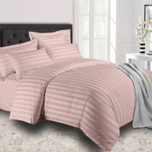 (King Stripe Duvet Cover & Fitted Sheet, Peach) Stripe Duvet Cover Set Fitted Sheet & Pillowcase