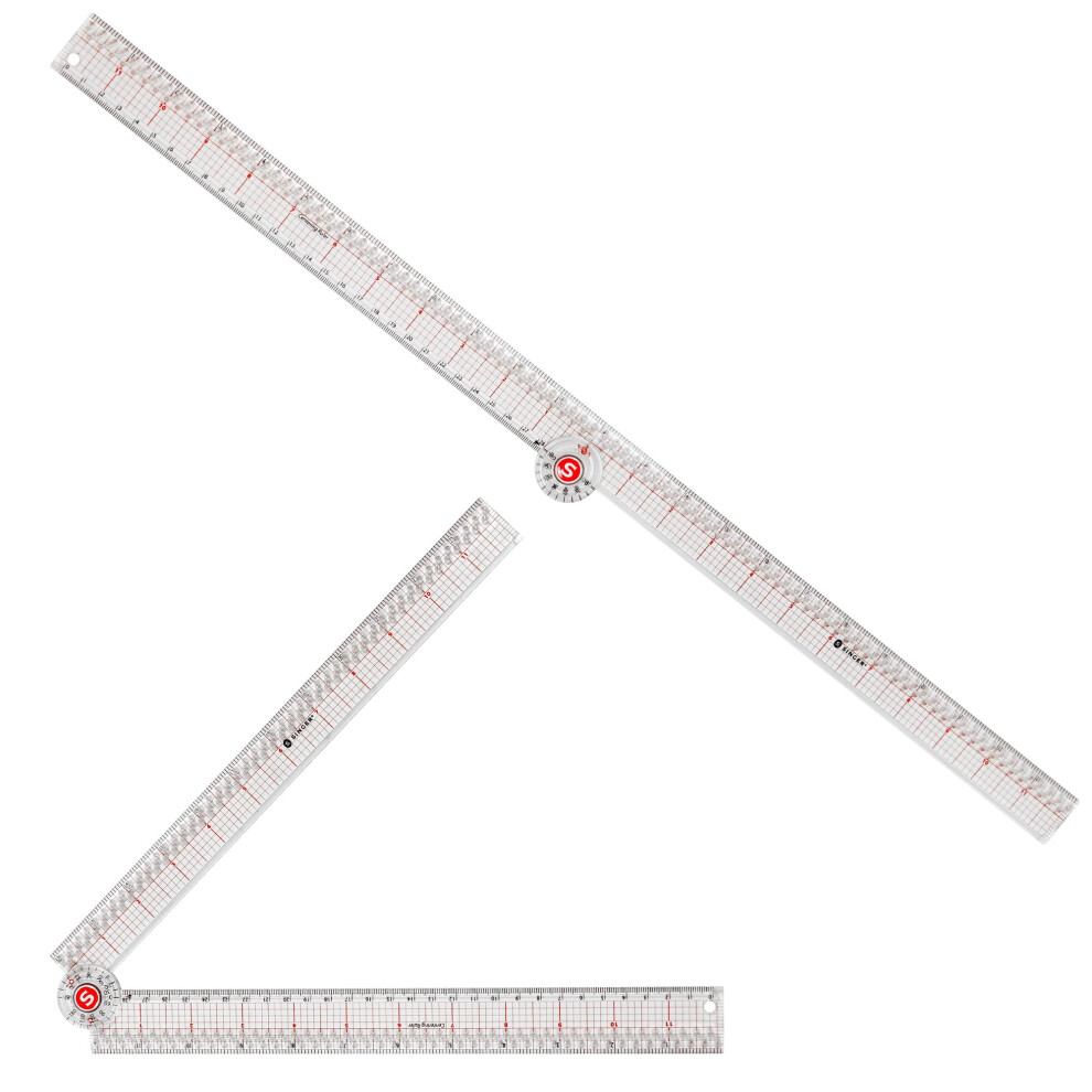 SINGER 24-Inch Folding Ruler with Precision Marking & Grid Lines for Sewing  Quilting  Crafting & Patternmaking - Clear Metric Ruler - Zero-Centering
