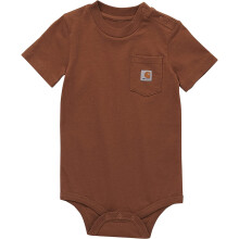 Carhartt Baby kortrmad bodysuit med ficka Carhartt Brown 12 Months