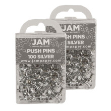 JAM PAPER Kleurrijke push-pins - Zilveren push-pins - 2 pakjes van 100