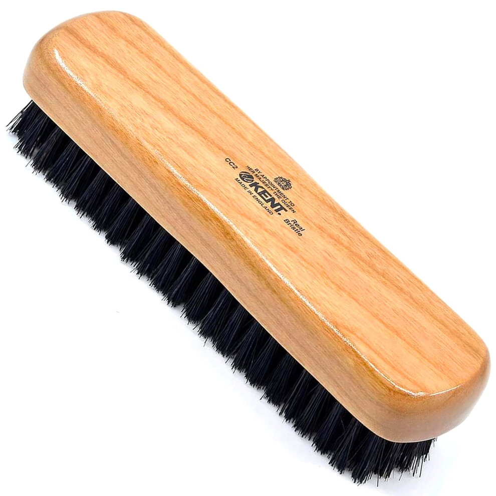 Kent CC2 Finest 100% Handcrafted Black Boar Bristle Cherrywood Clothes Brush and Travel Size Lint Remover for Cashmere  Wool  and Silk - Sweater Fuzz