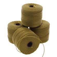 De Beadsmith S-Lon Bead Cord - .5 mm gedraaid nylon koord voor het rijgen van 4 spoelen gouden olijfkleur TEX210 77 yards per spoel