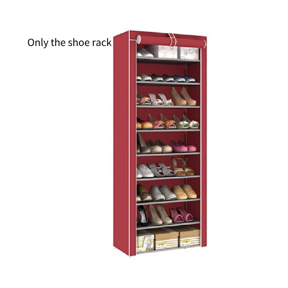 (Wine Red) Tier Cabinet 10 Storage Organiser Shoe Rack Black Stand Holds Dustproof Pairs 27-image-OPC-PGSPKH9-NEW