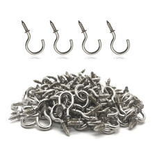 MYYZMY 120 Pcs 1/2 Inch Screw-in Hooks Nickel Plated Metal Cup Hooks Ceiling Hooks Silver