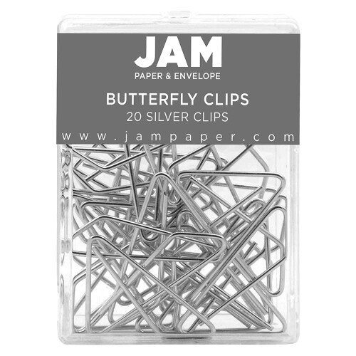 JAM PAPPER Frgglada fjrilsklmmor - Silverpappersklmmor - 20/pack