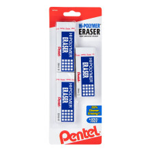 Pentel Hi-Polymer blokgum groot, 3 stuks, wit (ZEH10BP3-K6)