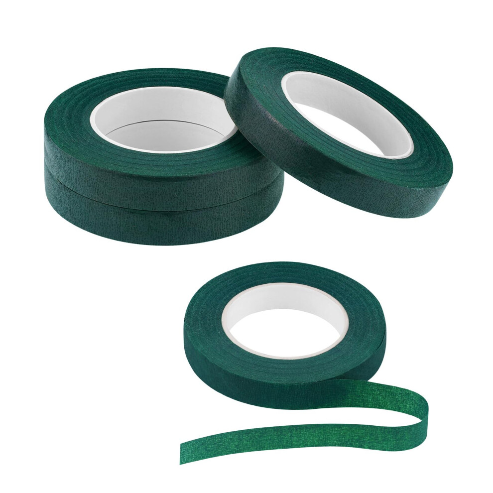 Harniruco Lot De 3 Rouleaux De Ruban Adh Sif Floral Vert Fonc 1/2 Pouce Pour Bouquets, Emballages, Compositions Florales, Projets D'artisanat, C-image