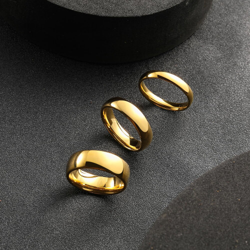 King Will Glory 4 mm chapado en oro High Polished Comfort Fit Dipsten Carbide Ring Boder 9.5 1