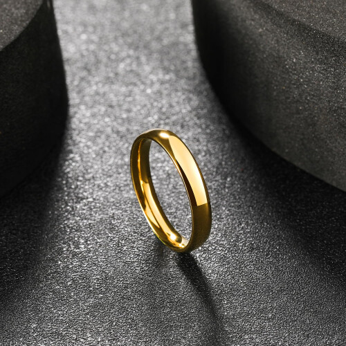 King Will Glory 4 mm chapado en oro High Polished Comfort Fit Dipsten Carbide Ring Boder 9.5 2