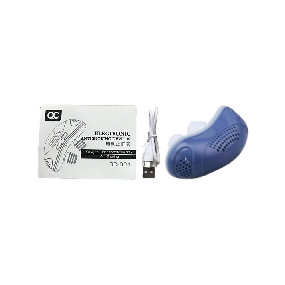 (Blue) Micro Cpap Electric Noise Anti Snoring Device Sleeping Aid Snore Stopper Apnea