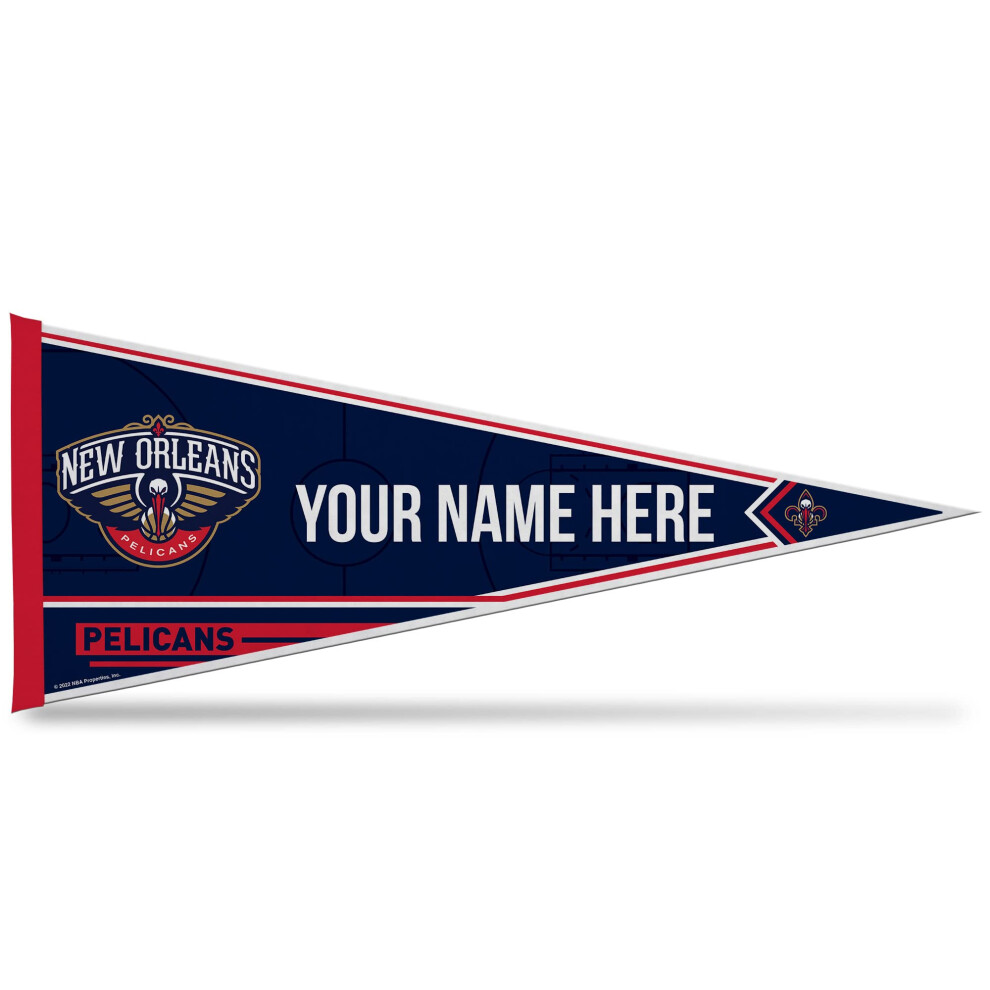Rico Industries Nba Basketbal New Orleans Pelicans Gepersonaliseerd - Aangepaste 12"""" X 30"" Zachte Vilten Wimpel - Eenvoudig Op Te Hangen-image