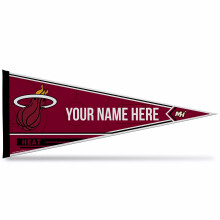 Rico Industries NBA Basketbal Miami Heat Gepersonaliseerd - Aangepaste 12"""" x 30"" zachte vilten wimpel - Eenvoudig op te hangen