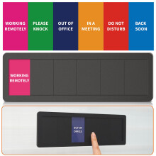 Black Office Door Signs - 6 Options: Do Not Disturb Please Knock In A Meeting Out Of Office Working Remotely Back Soon Privacy Slider Sign Fo