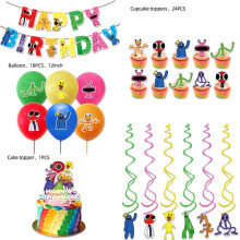 (5pcs) Friends Rainbow Roblox Birthday Party Cake Card Decoration Supplies Balloon
