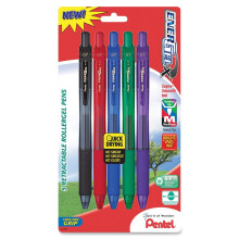 Pentel EnerGel-X Retractable Liquid Gel Pen 0.7mm  Metal Tip  Medium  Assorted Ink (BL107BP5M)
