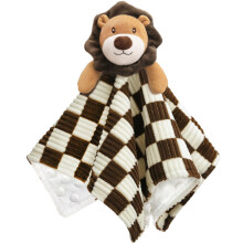 BEILIMU Baby Lovey Decke für Jungen und Mädchen, superweiches Schachbrett-Gingham mit Minky-Punkt-Stoffrückseite, Löwe, schön, Schwarz, 35,6 cm