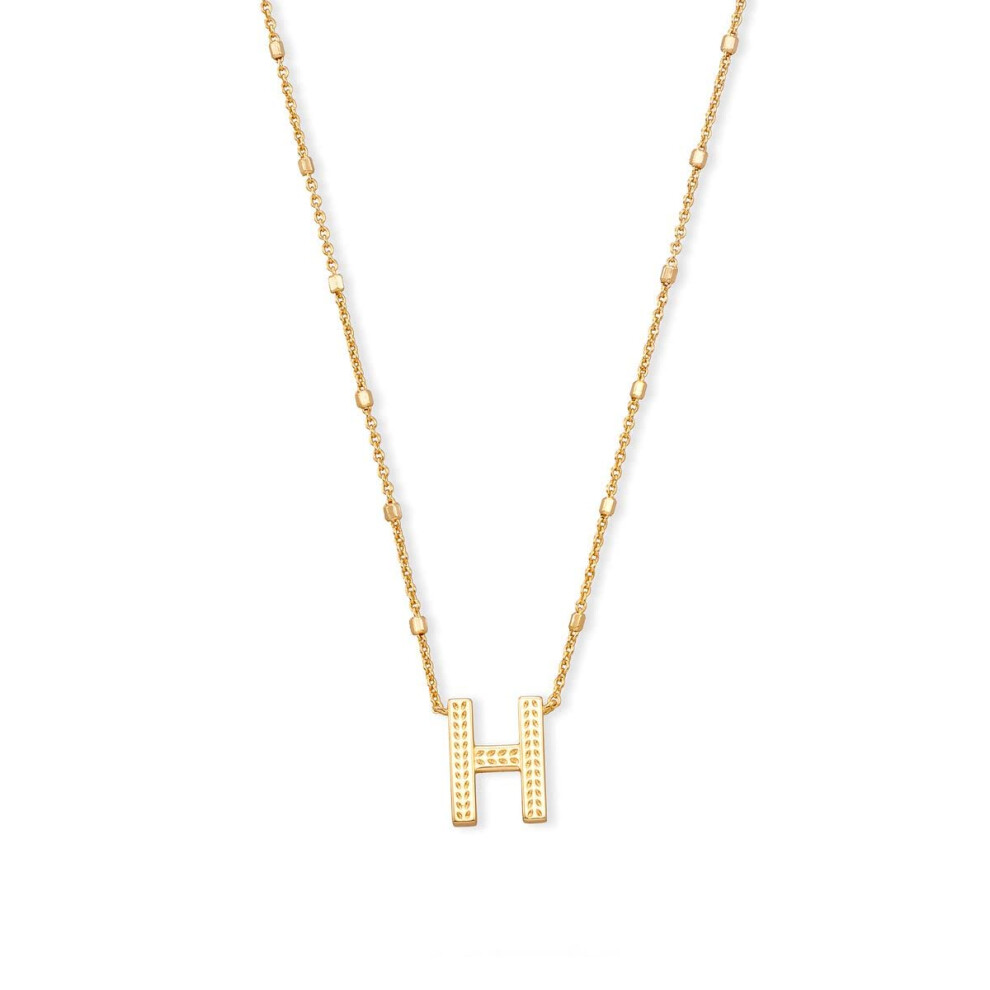 Collier avec pendentif lettre H de Kendra Scott pour femme, bijoux fantaisie en laiton plaqu   or 14 carats, lettre H en m  tal dor