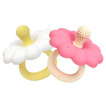 Ginbear Silicone Baby Teether for Girls BPA Free Food Grade Infant Teething Toys Soothing Baby Chew Toys Sensory Teething Pain Relief Pacifier 3 M