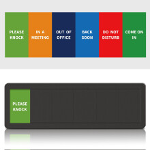 Office Sign - 6 Options: Out Of Office  Do Not Disturb  In A Meeting  Please Knock  Come On In  Back Soon - Privacy Door Slider for Meeting & Conferen