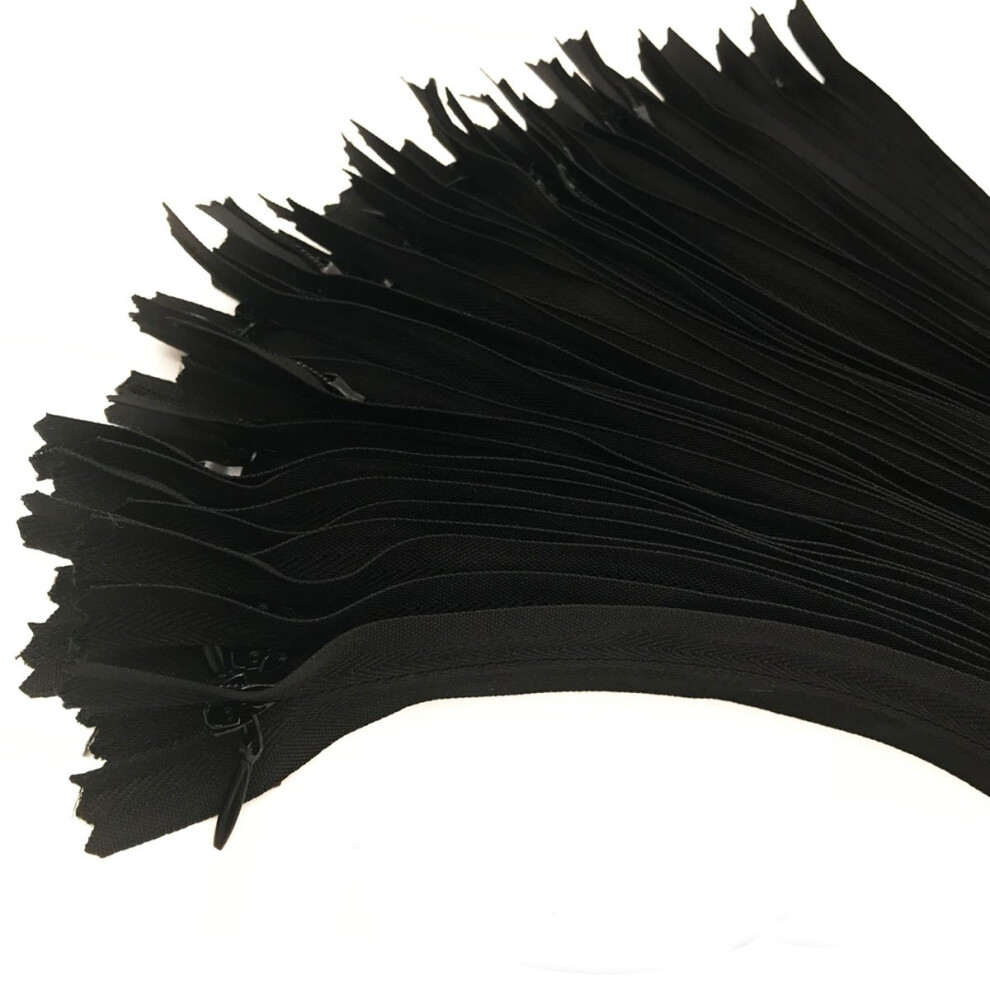 40 Sztuk Nylonowy Niewidoczny Zamek Blyskawiczny Krawiec Diy Przyrzady Do Szycia Do Odziezy/Torby/Tekstylia Domowe (9 Cali Czarny)-image