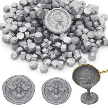 Andotopee 250pcs Premium Silver Wax Seal perler til frimærker Octagon Pellets Refill Pack til forsegling Kit Bryllupsinvitation Letter Konvolut