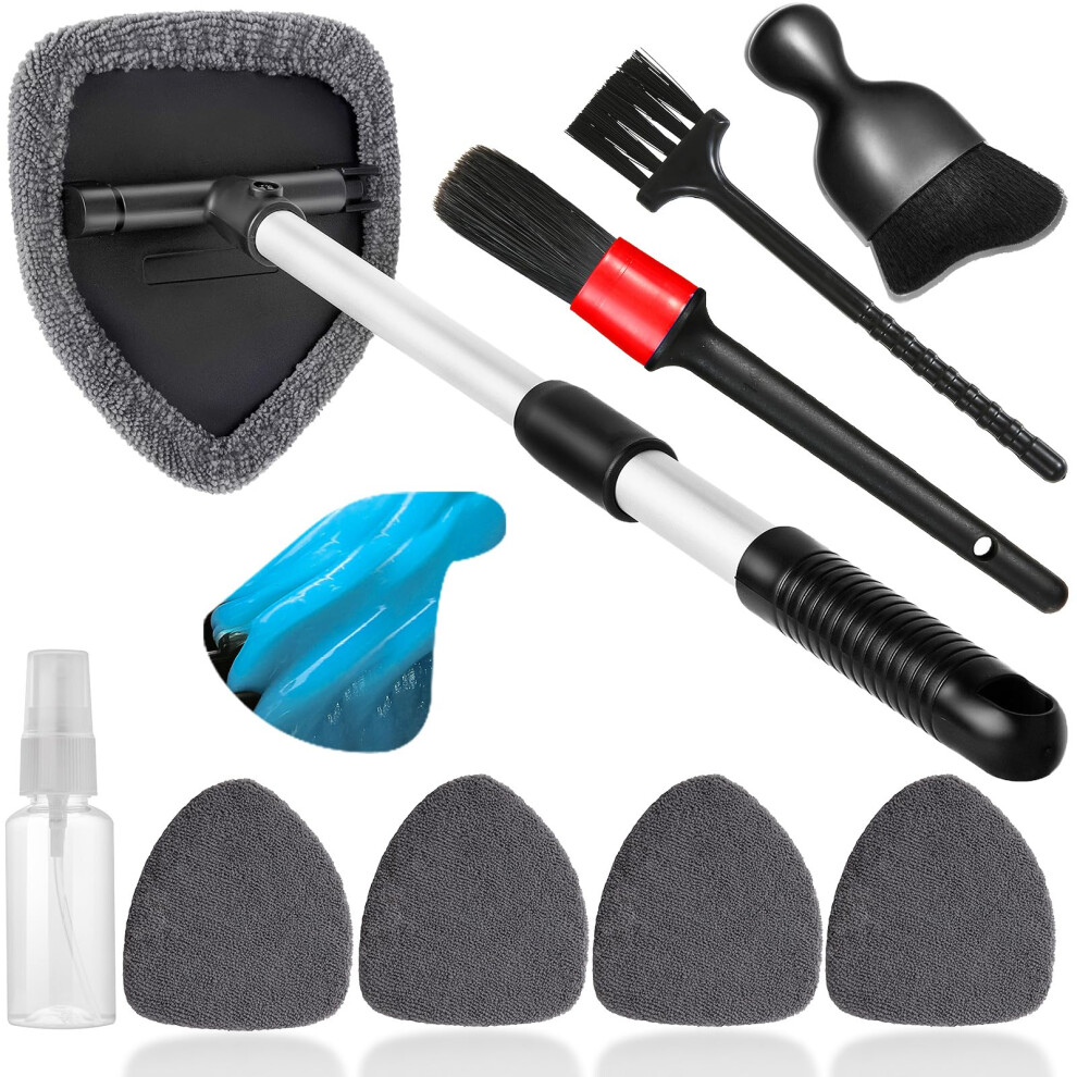 Qydipclin 10pcs Windshield Cleaner Tool  Car Window Cleaning Wash Kit with 4 Reusable Microfiber Pads 1 Spray Bottle and Extendable Handle Auto Glass-image-OPC-PGSPSZV-NEW