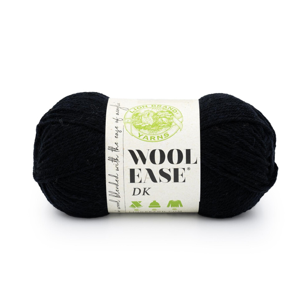 Lion Brand Wool-Ease DK Yarn  Yarn for Knitting  Crocheting  and Crafts  Black  1 Pack