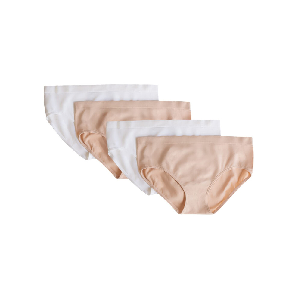 Fruit of the Loom Girls' Seamless Bikini Brief  2-pack Underwear  Sand/White 4-pack  Medium US