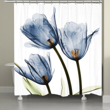 (Blue, 180X200cm) Waterproof 3d Mart Lotus Print Bathroom Polyester Shower Curtain W Hooks 12
