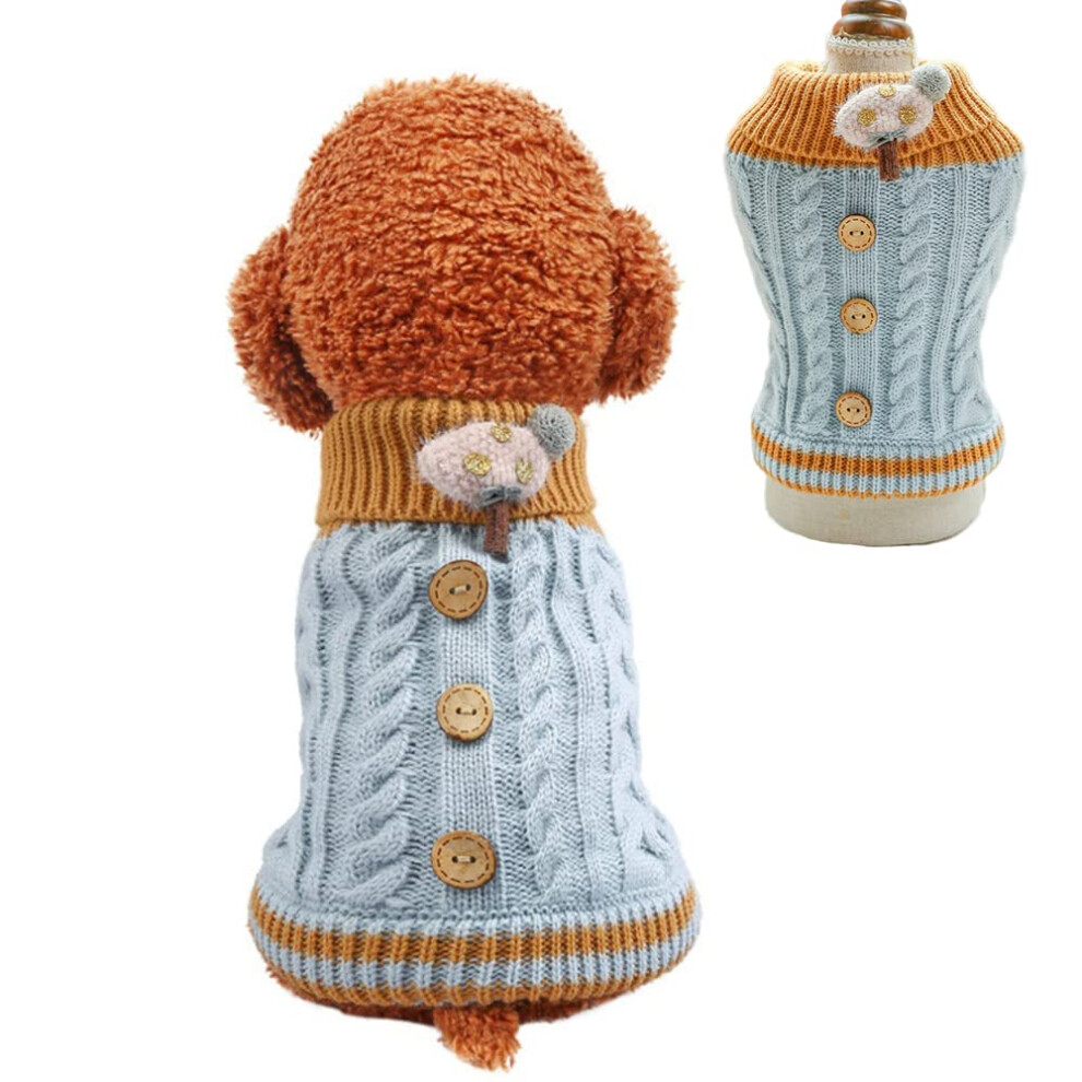 Pull tricot   pour petits chiens et chats,   pais et chaud, col roul  ,   lastique, pour chiots, chihuahuas, bouledogues, teckels (bleu, taille XS)