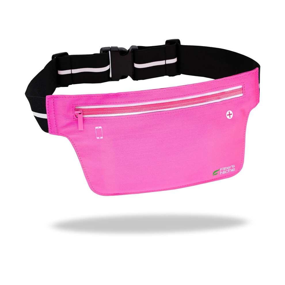 Fitter's Niche Ultraslim Saszetka Biodrowa Fanny Mezczyzni Kobiety - Wodoodporna Torba Odblaskowy Elastyczny Pasek - Pasuje Do Talii Od 24 Do 43 Cali-image