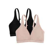 Fruit of the Loom Dames Draadloze Katoenen Bralette, Zwart/Sand, 36A