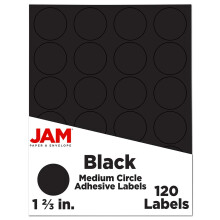 Sigillanti adesivi per etichetta del cerchio di carta in jam - 1 diametro da 2/3 pollici - nero - 120 etichette rotonde/pacchetto
