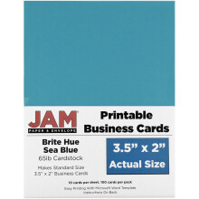 JAM PAPER Tulostettavat kδyntikortit - 3 1/2 x 2 - Brite Hue Sea Blue - 100 / pakkaus