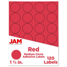 Sigillanti adesivi per etichetta del cerchio di carta in jam - 1 diametro da 2/3 pollici - rosso - 120 etichette rotonde/pacchetto