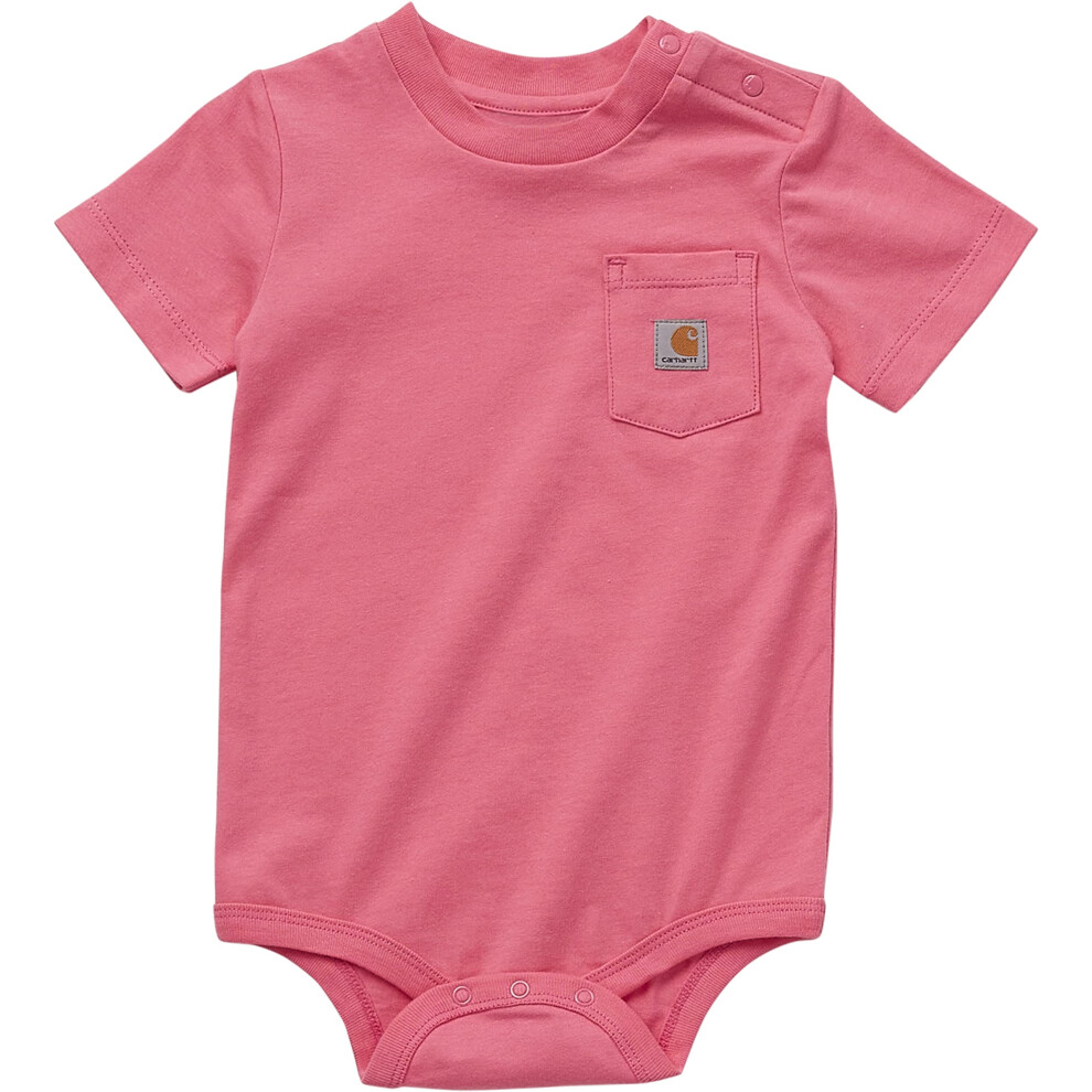 Carhartt Baby Short Sleeve Bodysuit with Pocket  Pink Lemonade  18 Months