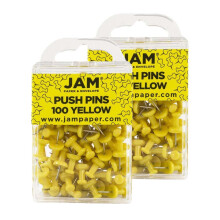 JAM PAPER Kleurrijke push-pins - Gele punaises - 2 verpakkingen van 100