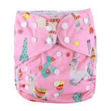 2 bis 7 Jahre alte Junior-Stoffwindel mit gro  er Tasche, wiederverwendbar, waschbar, f  r Babys und Kleinkinder (Pink Alpaca)