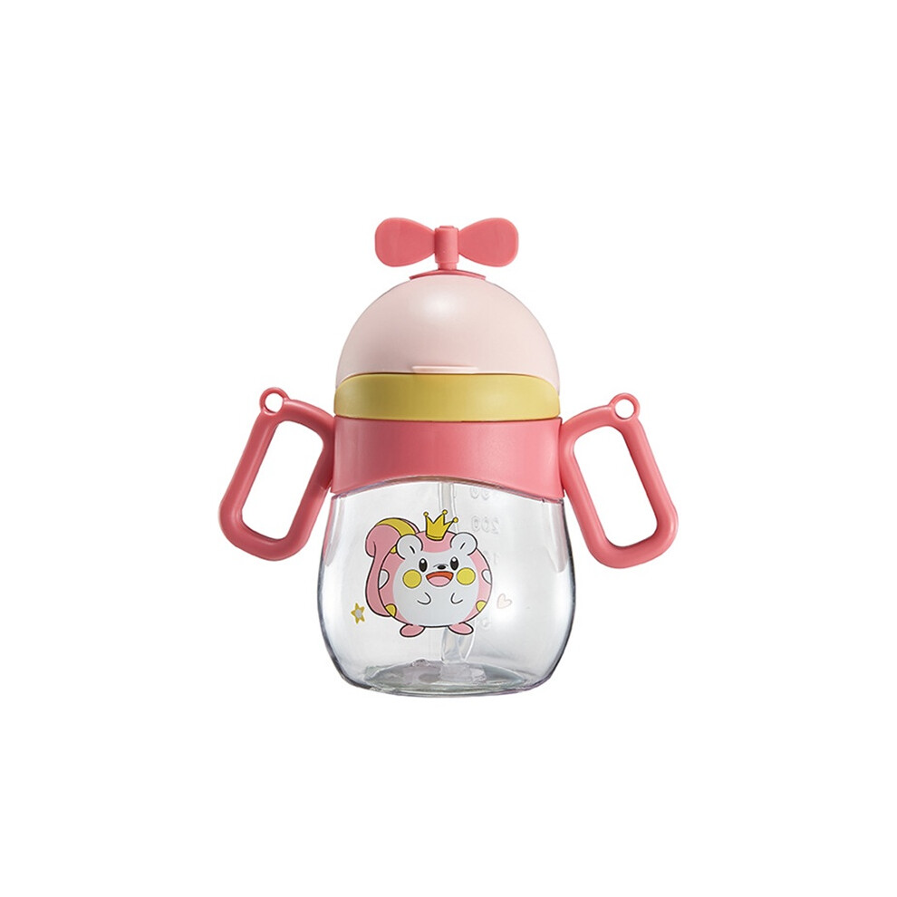 (Pink) Cartoon Pattern 360ml Double Handle Kids Water Bottle Adjustable Shoulder Strap-image-OPC-PGSQ9BD-NEW