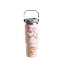 (Pink Kitty) Sanrio Large 890ml Capacity Stainless Steel Vacuum Thermos Cartoon Cup Portable