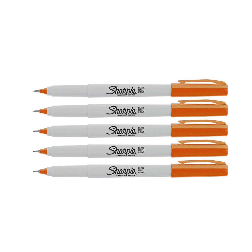 Sharpie Permanent Markers  Ultra Fine Point  5-Count (Orange)