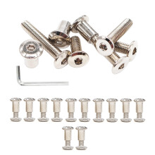 cSeao 12-Pack M6 10mm Allen Nit Sruby Nity Nakretki kolpakowe do laczenia mebli Niklowane