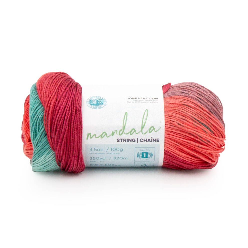 Lion Brand Yarn Mandala String  Fingering Yarn for Knitting and Crochet  Disco  1 Pack