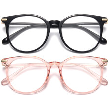 Gaoye 2 Pack Blue Light Blocking Glasses Retro Round Eyewear Frame Anti Eyestrain Computer Glasses for Women Men - GY1688 (Black?)