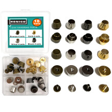 Honigo 16-pack 4 kleuren klinknagels Stud Handtas Portemonnee Voeten 1/2 inch Platte kop Metaal Massief Messing Studs Schroef Achtervoeten 12mm Gesp